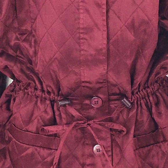 Womens Silk Quilted Jacket Vtg Burgundy Satin Lightweight Anorak EL - LA Sz L - Picture 3 of 16